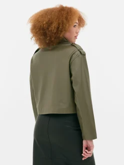 Cropped Faux Leather Trench Coat|Primark Hot