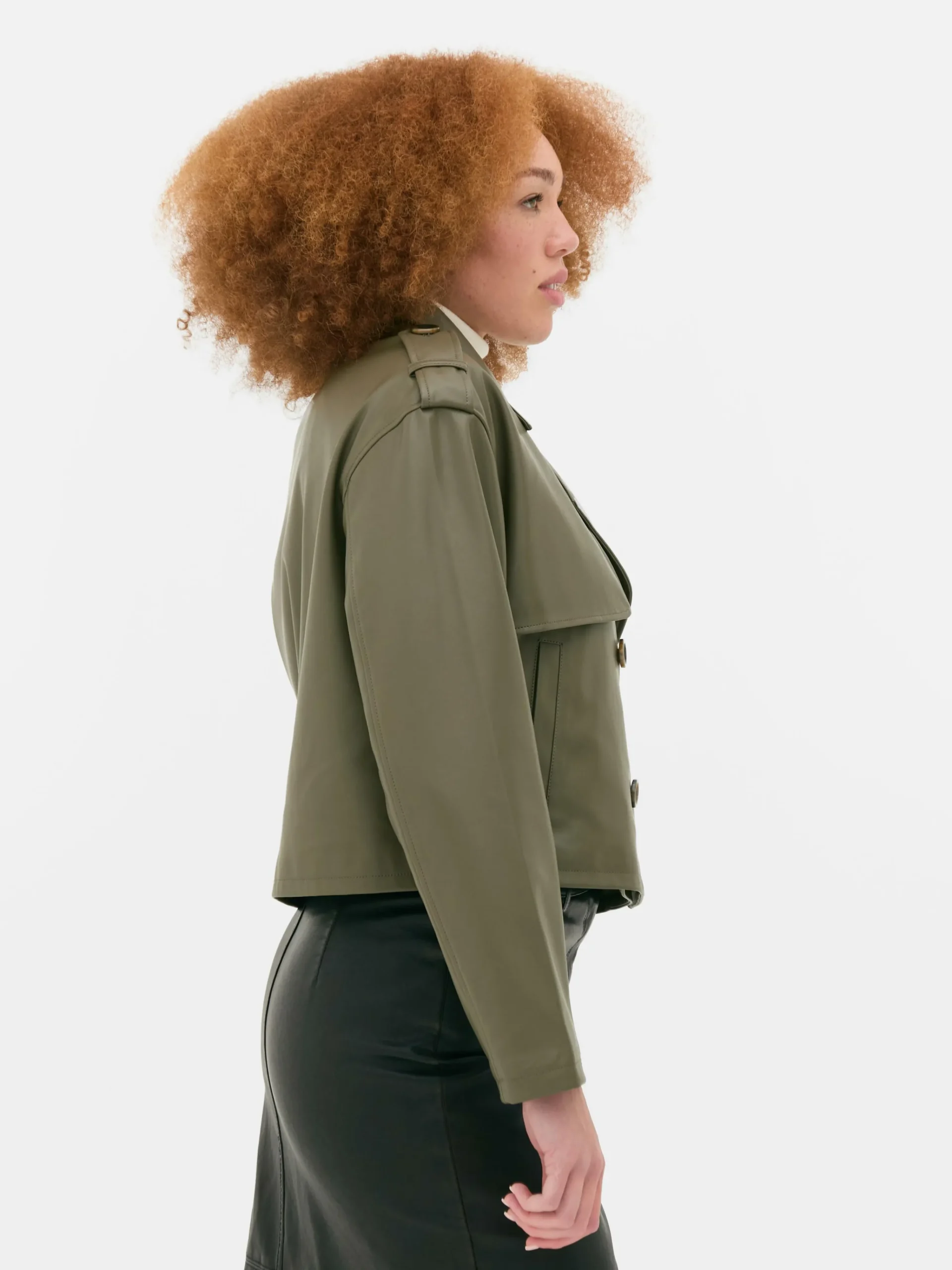 Cropped Faux Leather Trench Coat|Primark Hot