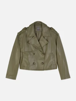 Cropped Faux Leather Trench Coat|Primark Hot