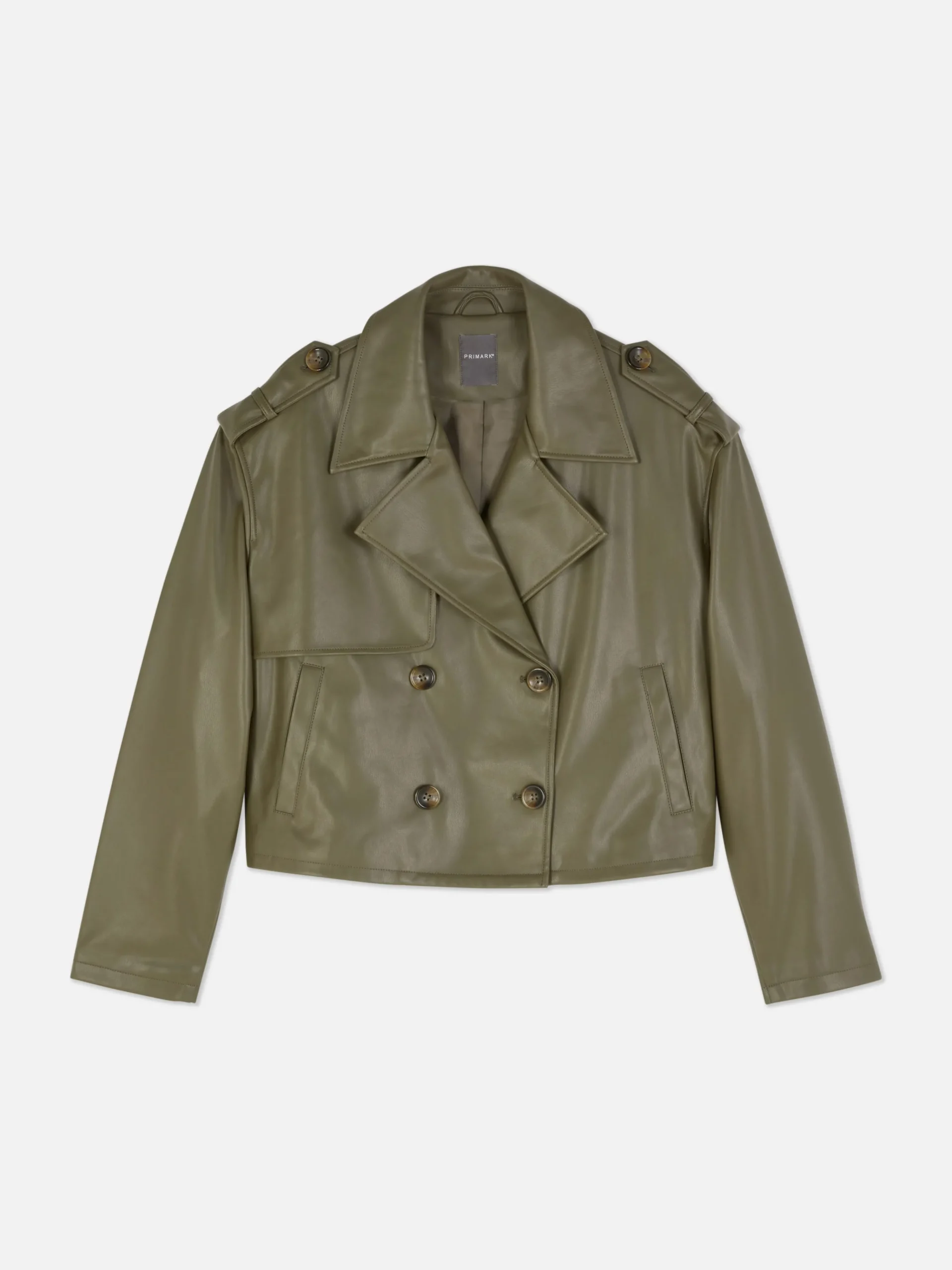 Cropped Faux Leather Trench Coat|Primark Hot
