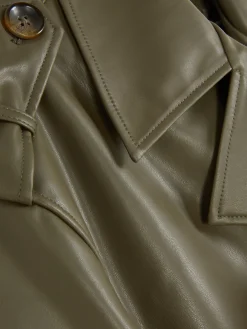 Cropped Faux Leather Trench Coat|Primark Hot