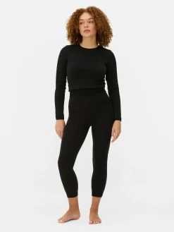 Cropped Velvet Plush Lined Leggings|Primark Outlet
