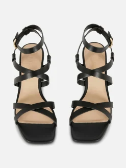 Cross Strap Block Heel Sandals|Primark New