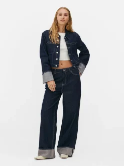 Cuffed Paneled Denim Jacket|Primark Outlet