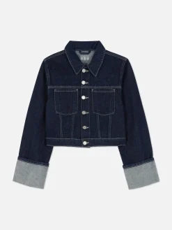Cuffed Paneled Denim Jacket|Primark Outlet