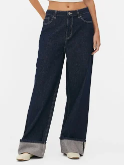 Cuffed Wide Leg Jeans|Primark Outlet