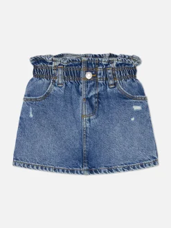 Distressed Denim Paperbag Skirt|Primark New