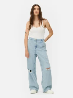 Distressed Wide Leg Jeans|Primark Clearance