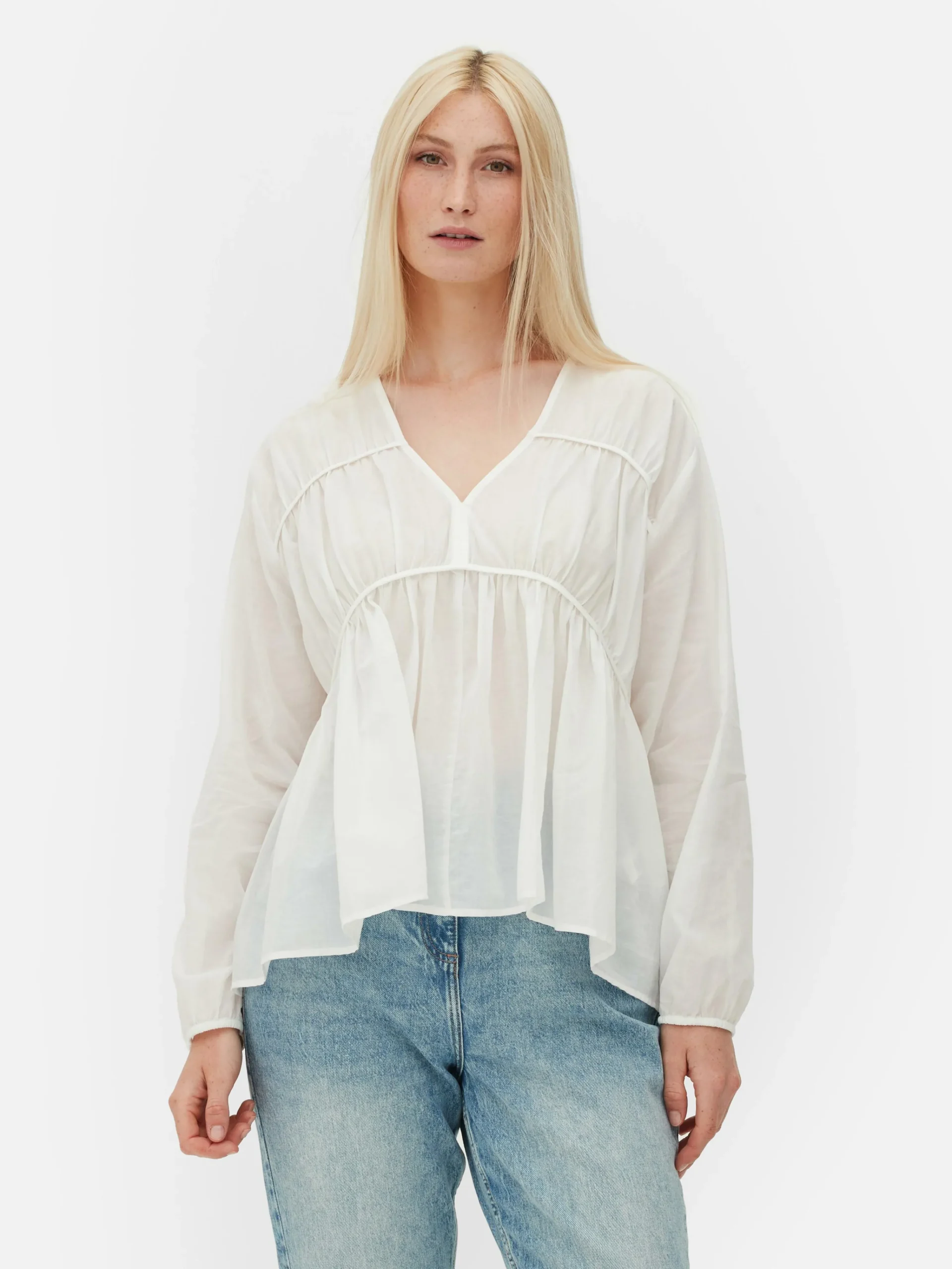 Draped Voile Smock Blouse|Primark Hot