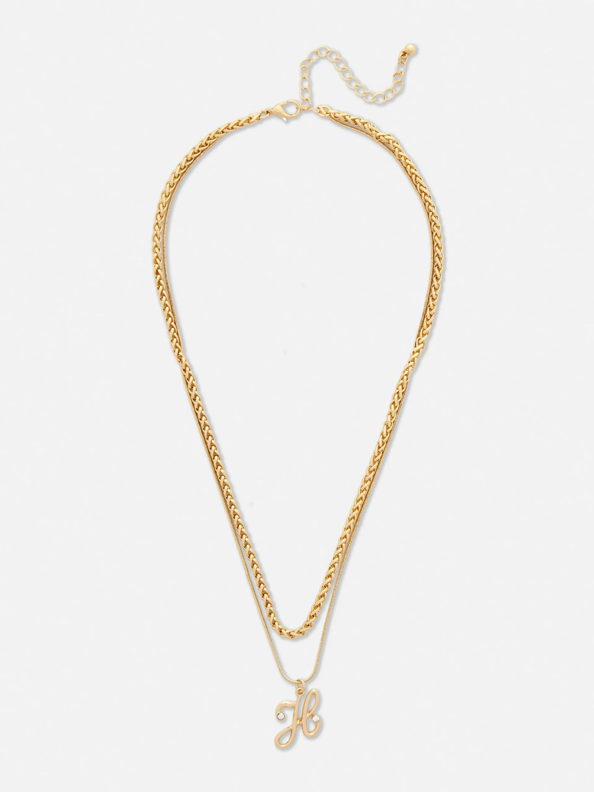 Dual Chain Initial Pendant Necklace|Primark Outlet