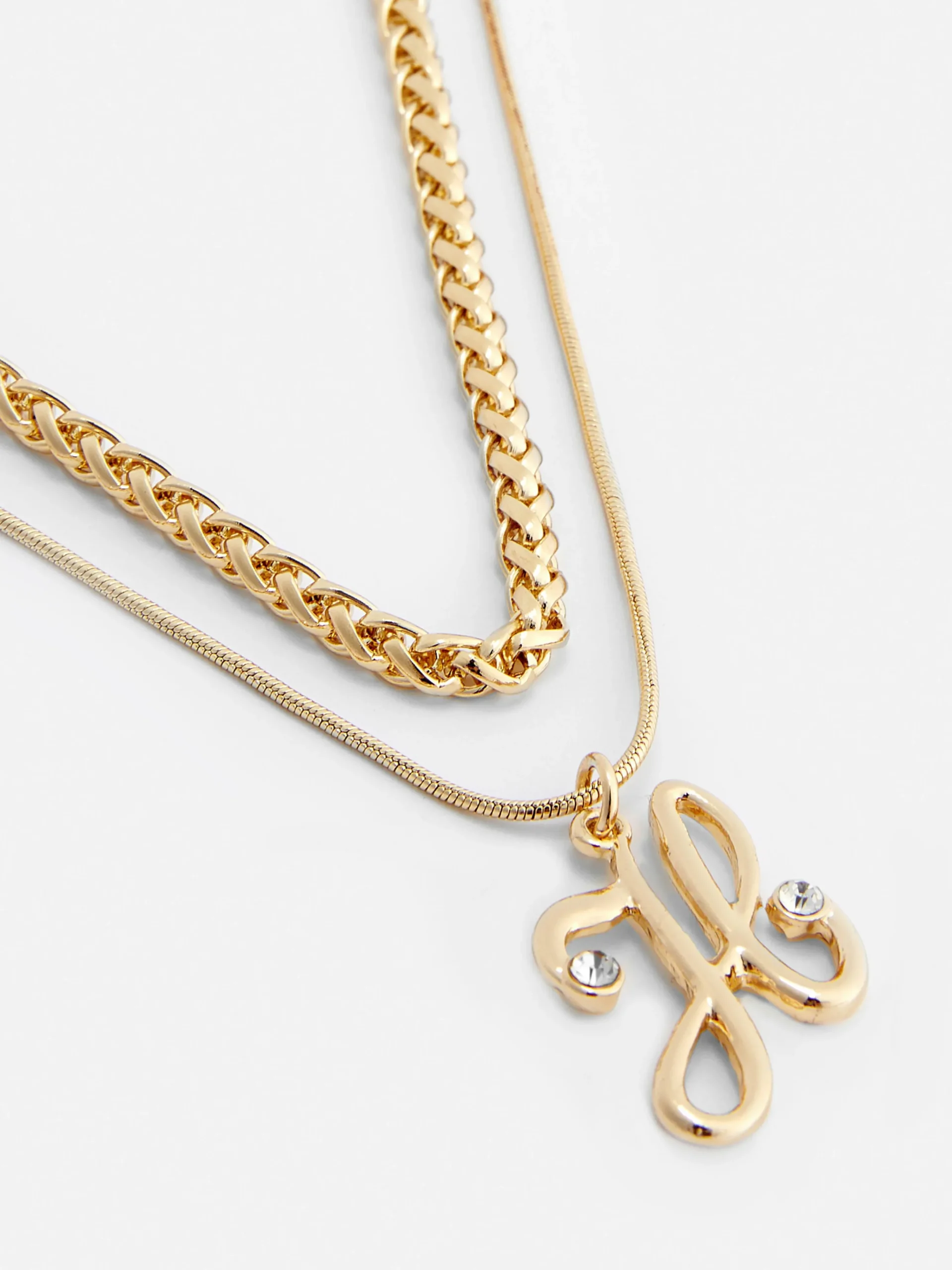 Dual Chain Initial Pendant Necklace|Primark Outlet