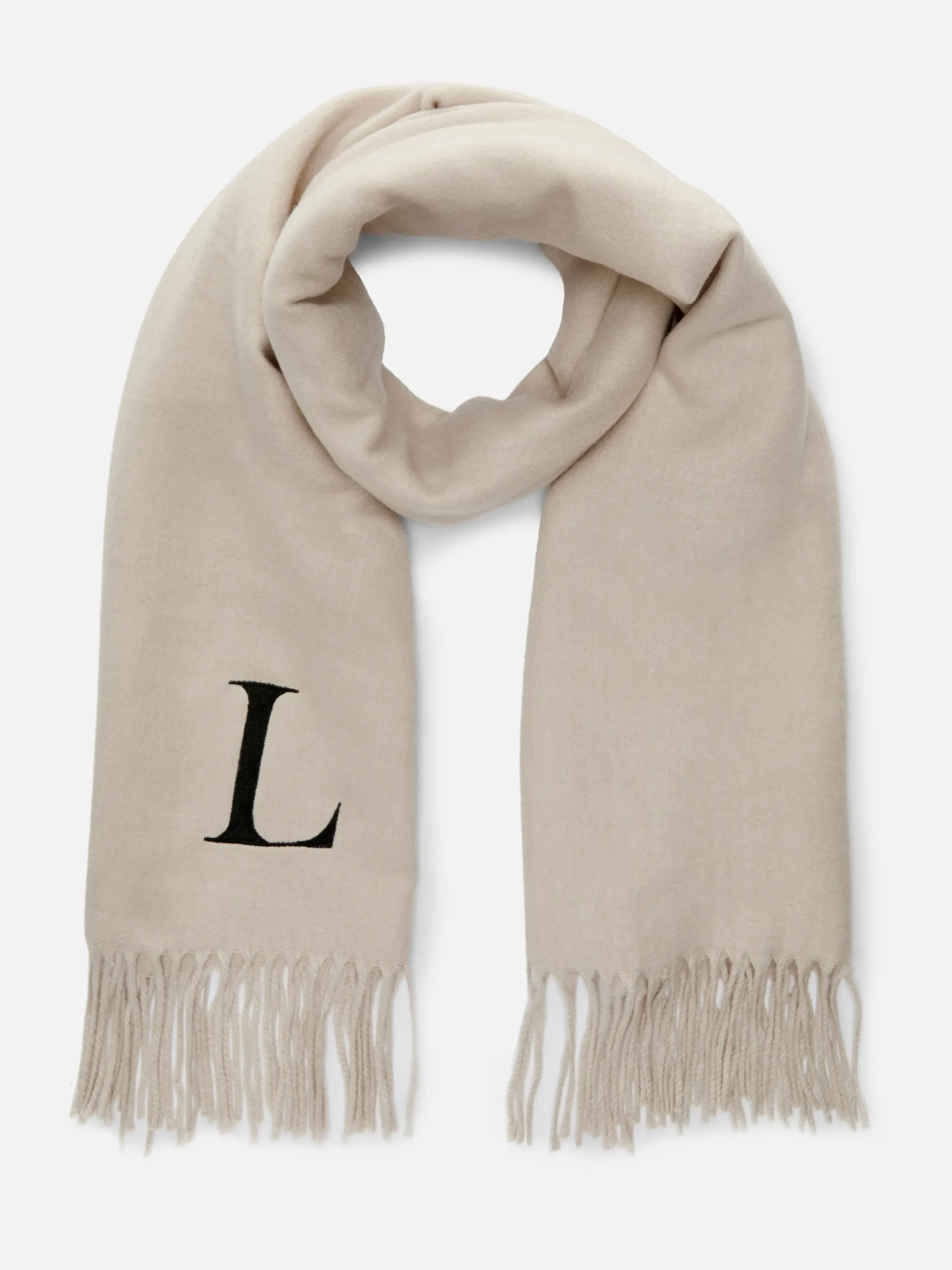 Embroidered Initial Fringed Scarf|Primark Discount