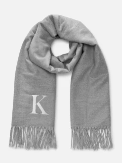 Embroidered Initial Fringed Scarf|Primark New