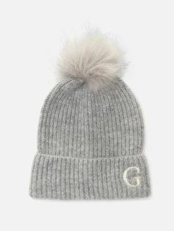 Embroidered Initial Pompom Beanie|Primark Hot