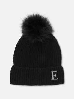 Embroidered Initial Pompom Beanie|Primark