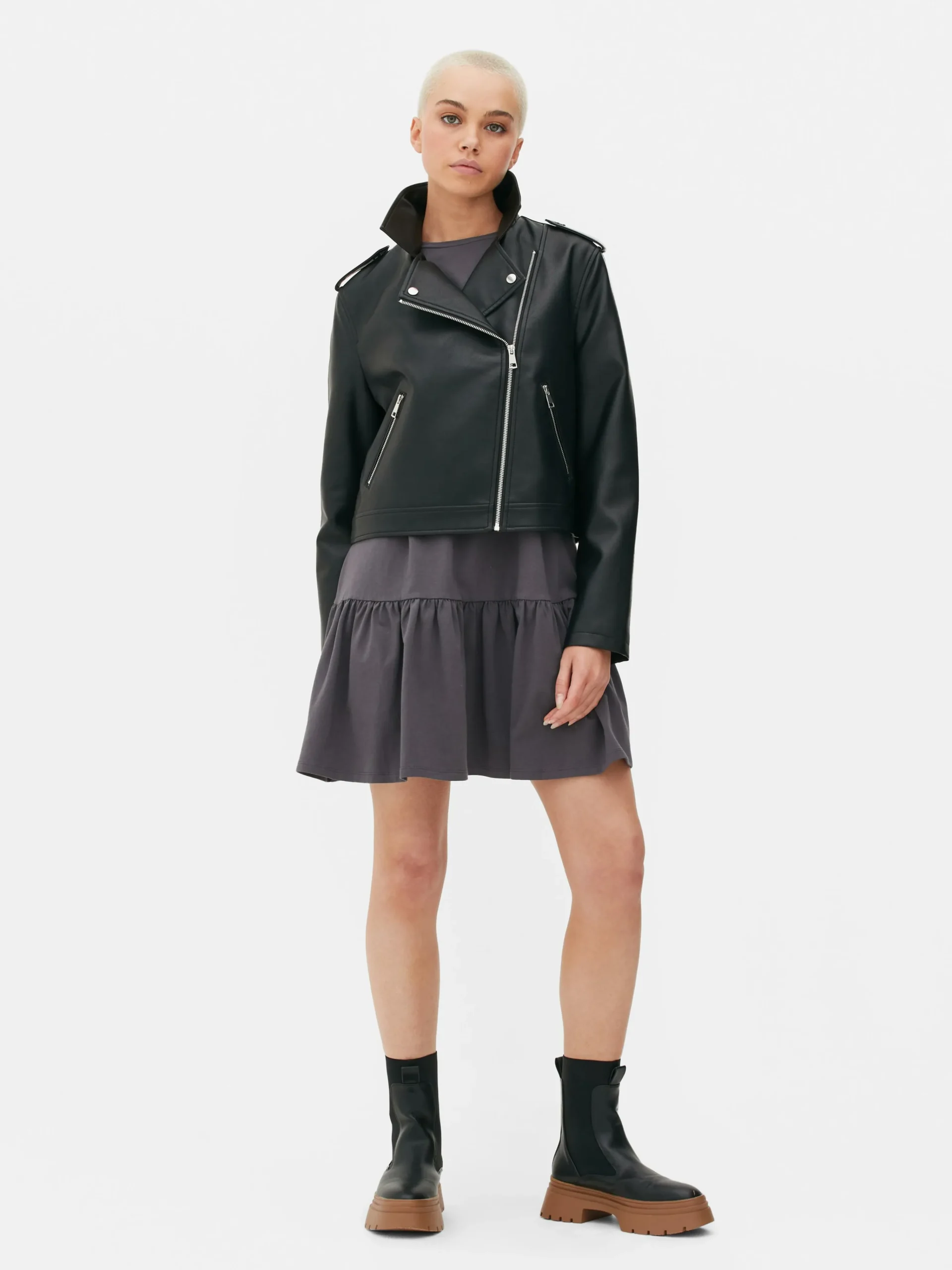 Essential Faux Leather Biker Jacket|Primark Outlet