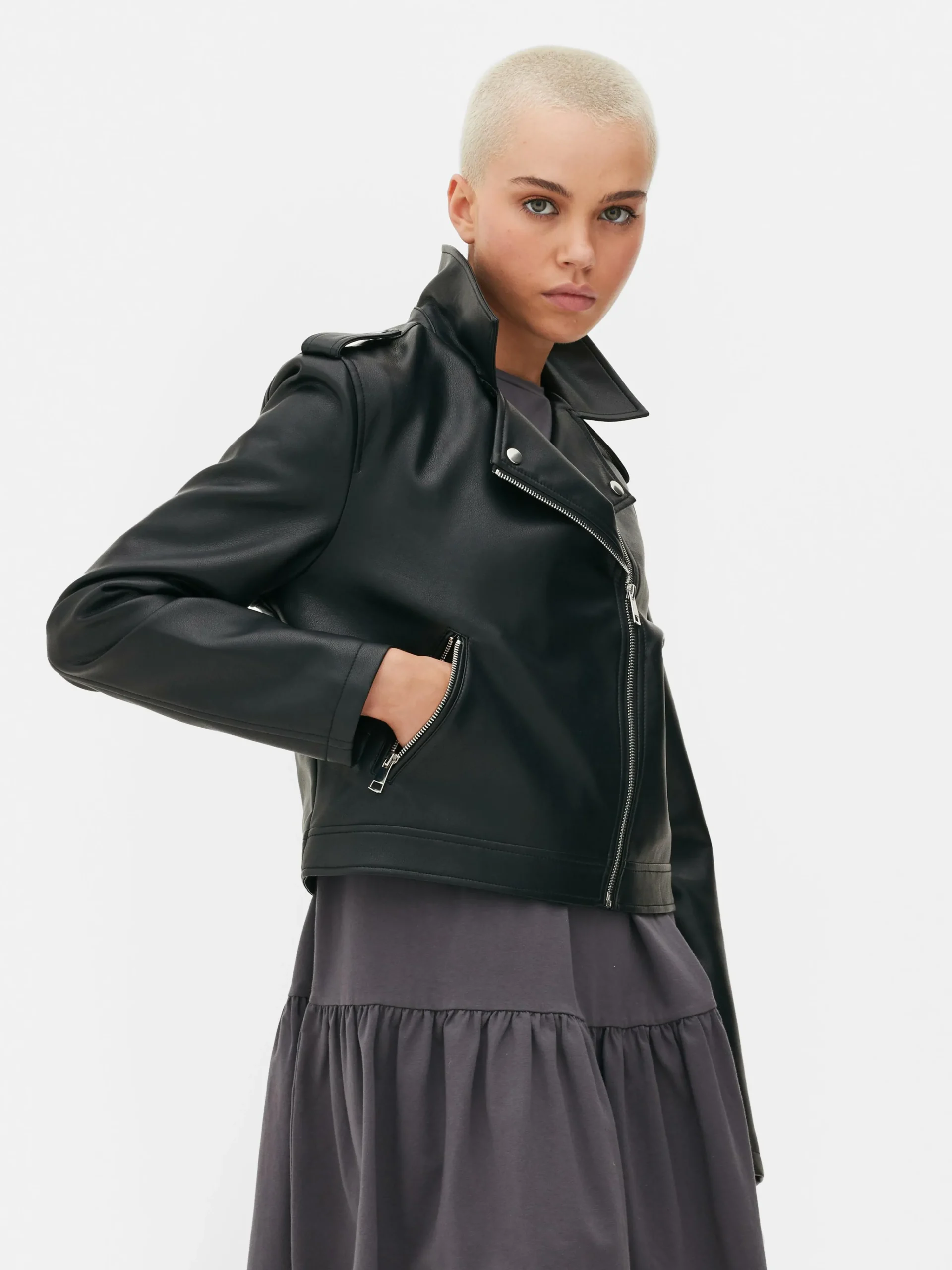 Essential Faux Leather Biker Jacket|Primark Outlet