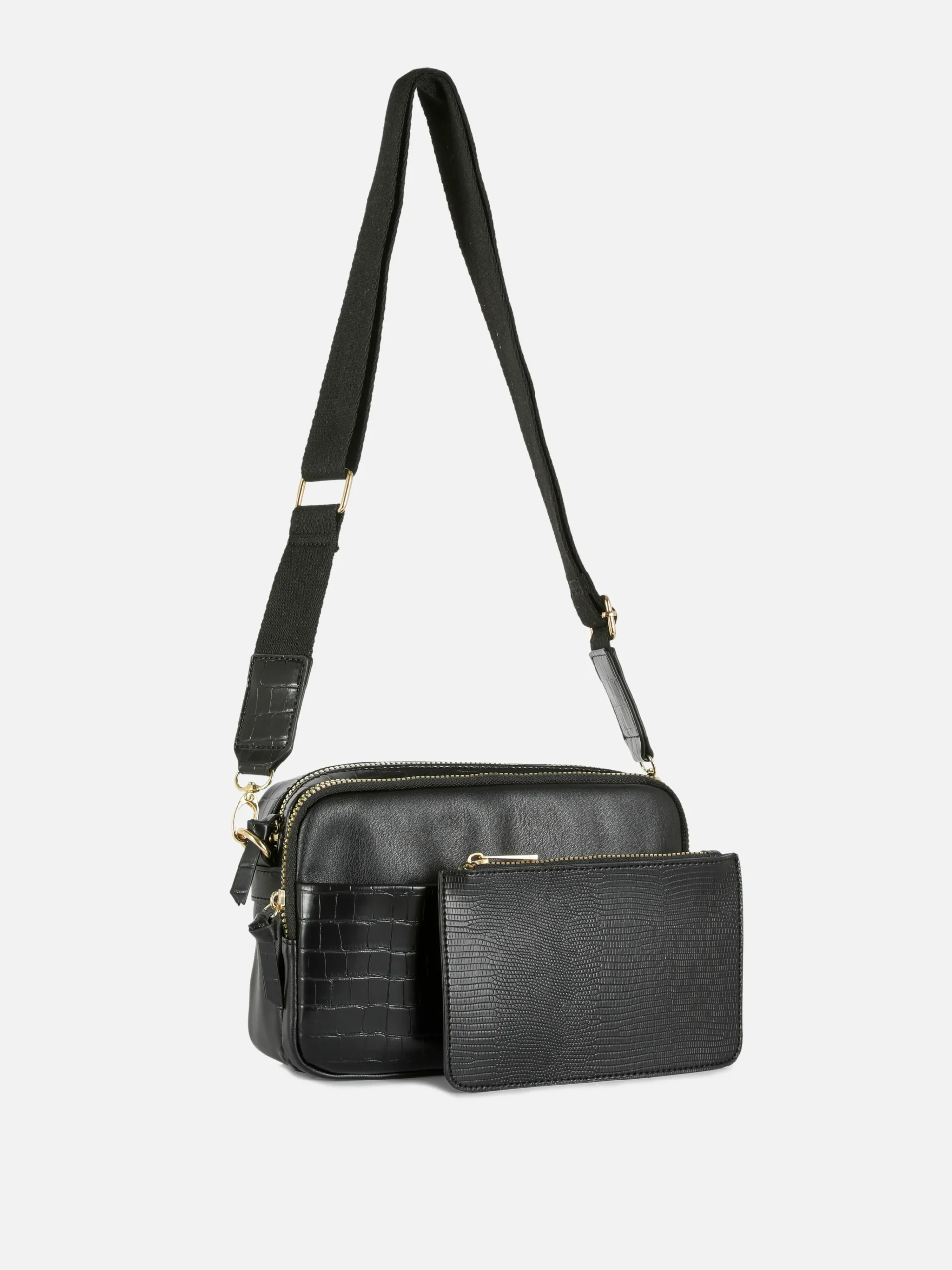 Faux Croc Double Zip Camera Bag|Primark Hot