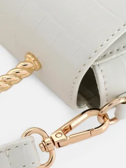 Faux Croc Metal Handle Crossbody Bag|Primark New