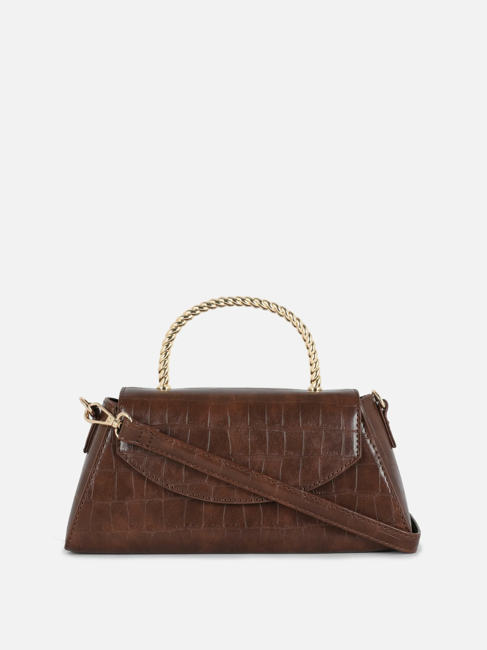 Faux Croc Metal Handle Crossbody Bag|Primark Sale