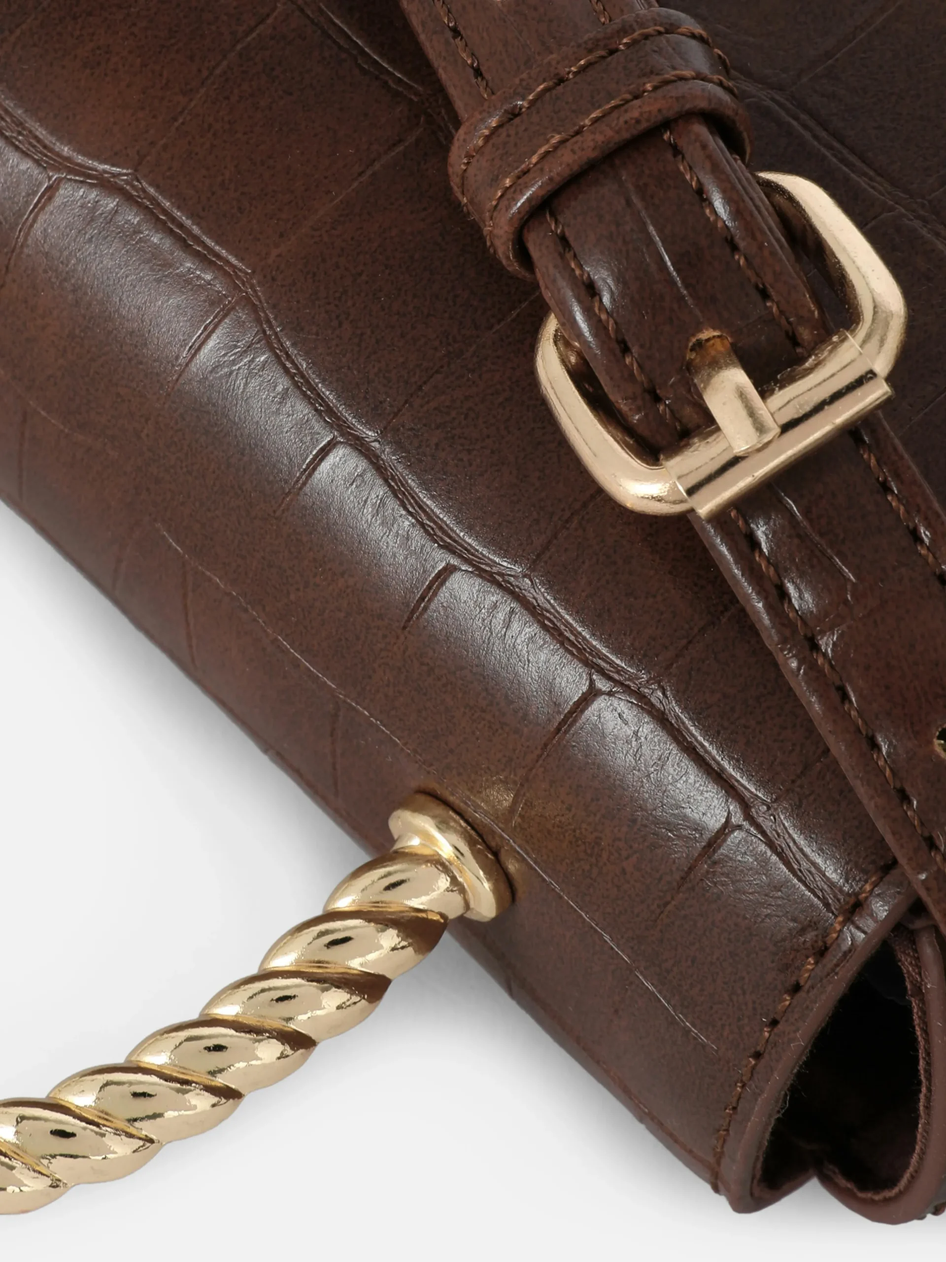 Faux Croc Metal Handle Crossbody Bag|Primark Sale