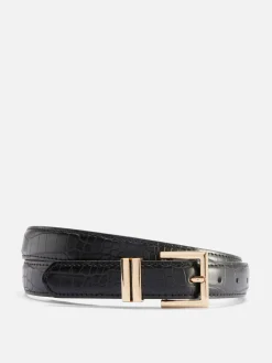 Faux Croc Square Buckle Belt|Primark Online