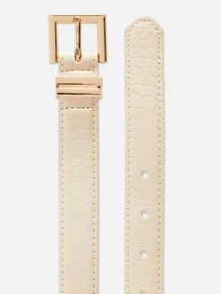 Faux Croc Square Buckle Belt|Primark Discount