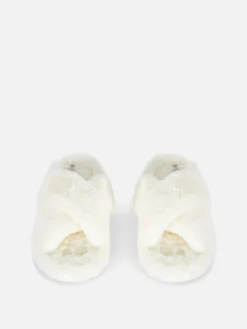 Faux Fur Cross Strap Slippers|Primark Best
