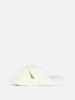 Faux Fur Cross Strap Slippers|Primark Best