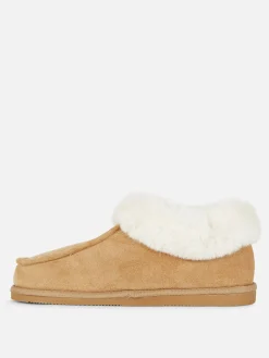 Faux Fur Lined Moccasin Slippers|Primark