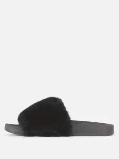 Faux Fur Slides|Primark