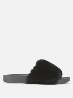 Faux Fur Slides|Primark