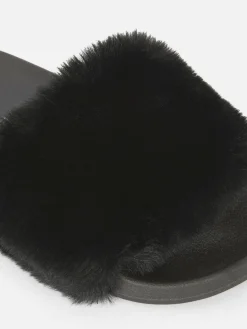 Faux Fur Slides|Primark