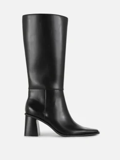 Faux Leather Heeled Knee Boots|Primark Discount