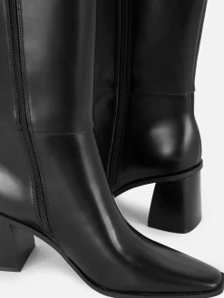 Faux Leather Heeled Knee Boots|Primark Discount