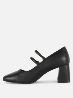 Faux Leather Heeled Mary Janes|Primark Online
