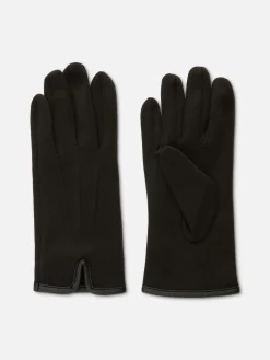 Faux Leather Trim Ponte Knit Gloves|Primark Discount