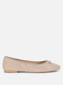 Faux Suede Bow Ballerinas|Primark Clearance