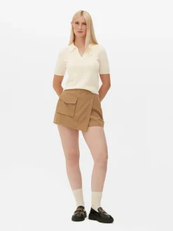 Fine Knit Collared Short Sleeve Top|Primark Clearance