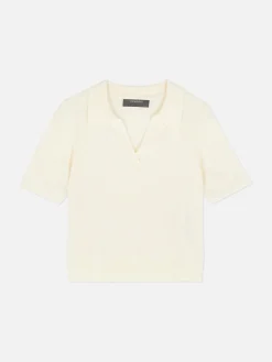 Fine Knit Collared Short Sleeve Top|Primark Clearance
