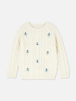 Floral Embroidered Cable Knit Sweater|Primark Online