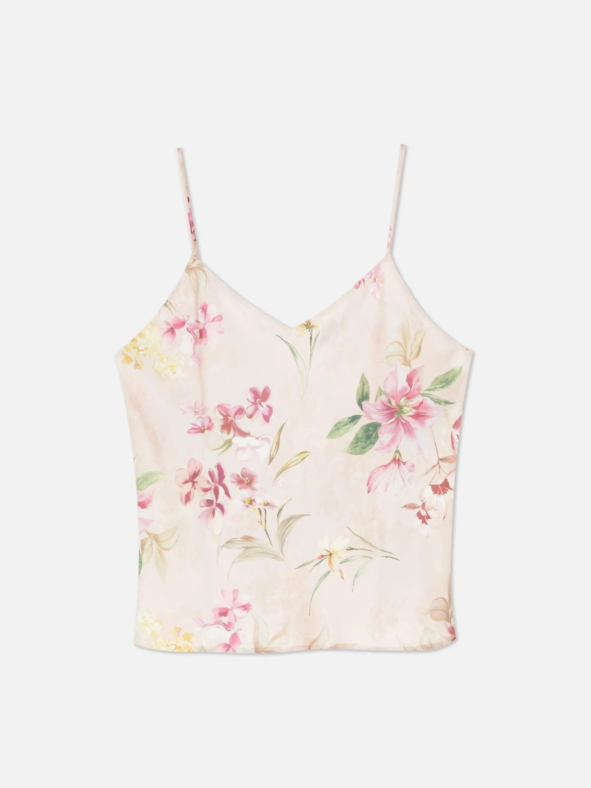 Floral Satin Cropped Cami Pajama Top|Primark Clearance