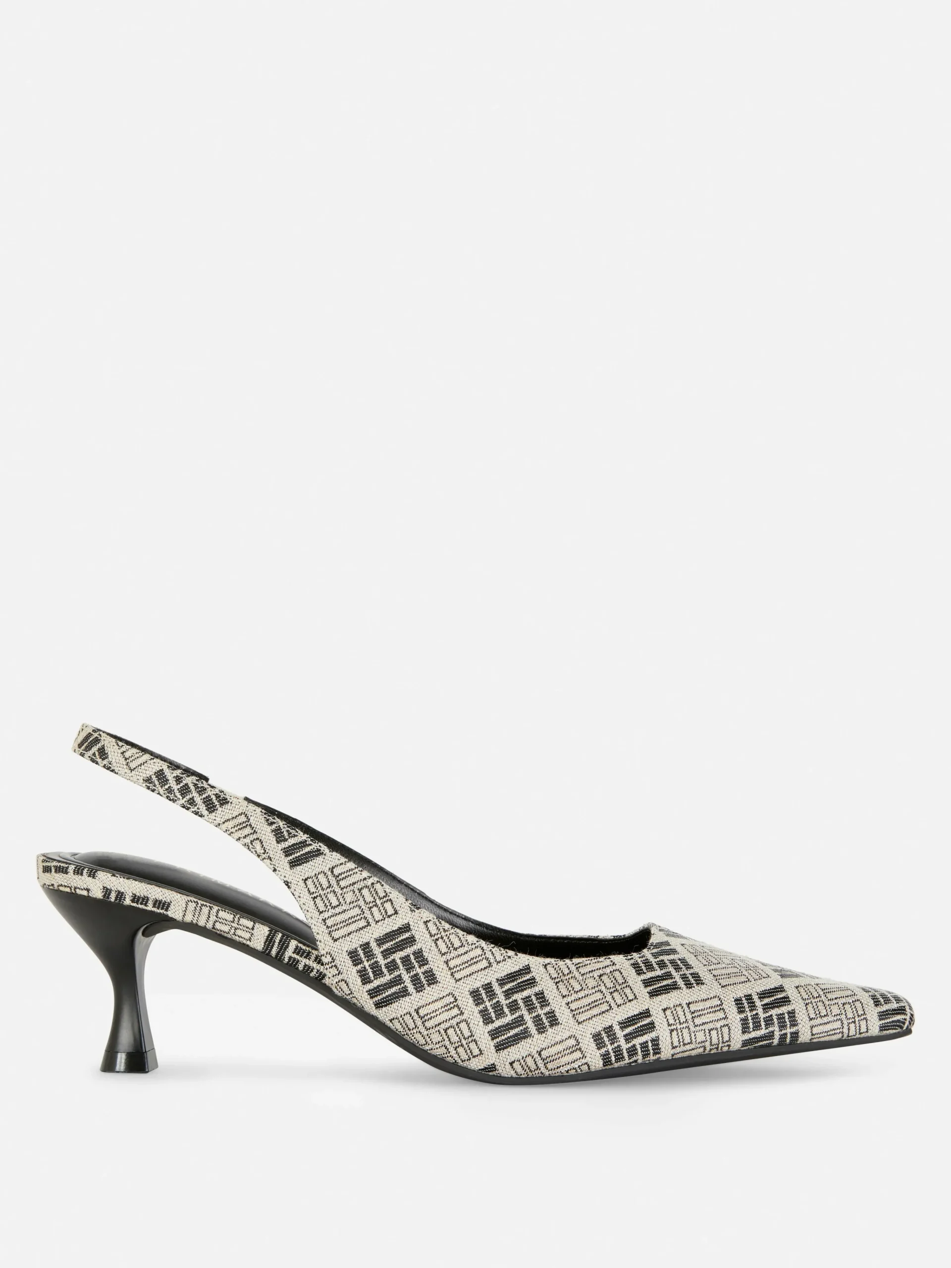 Geometric Print Slingback Kitten Heels|Primark New