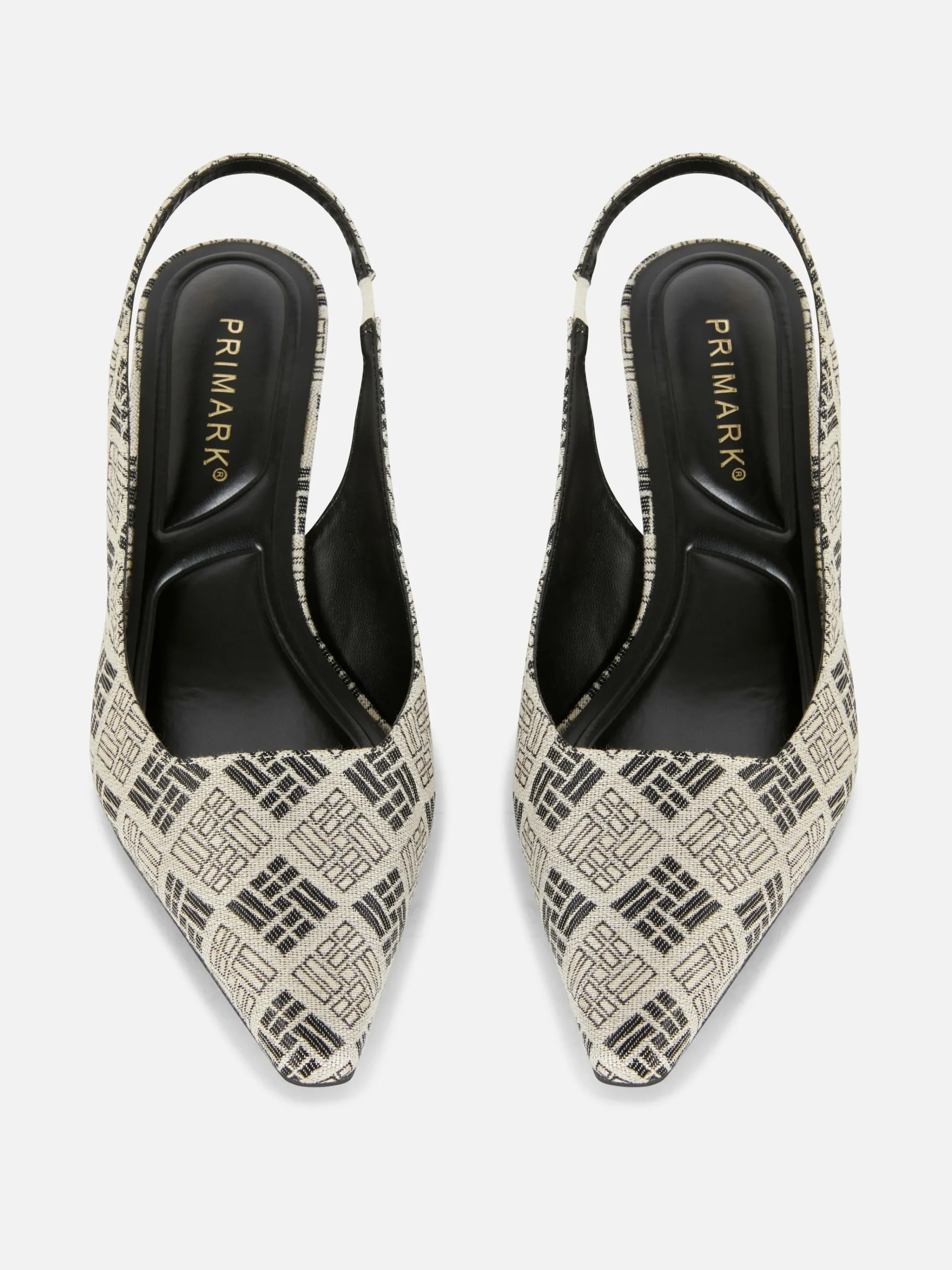 Geometric Print Slingback Kitten Heels|Primark New