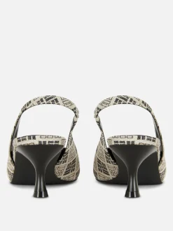 Geometric Print Slingback Kitten Heels|Primark New