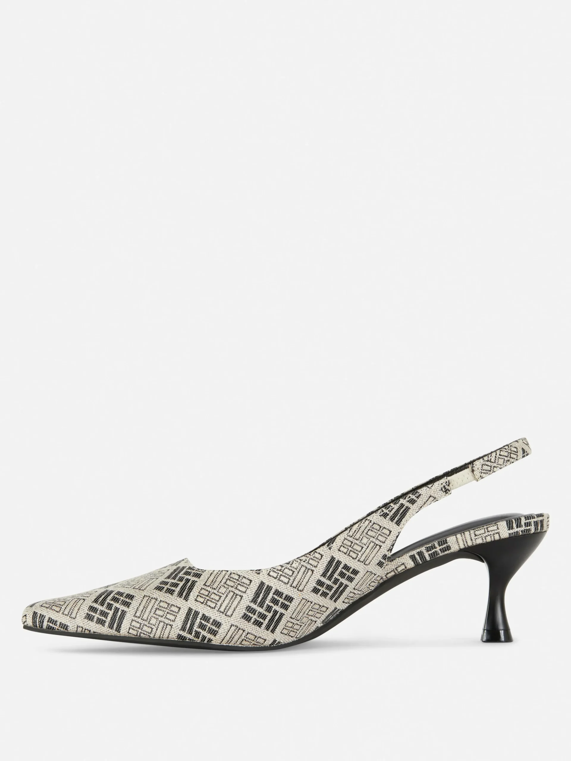 Geometric Print Slingback Kitten Heels|Primark New