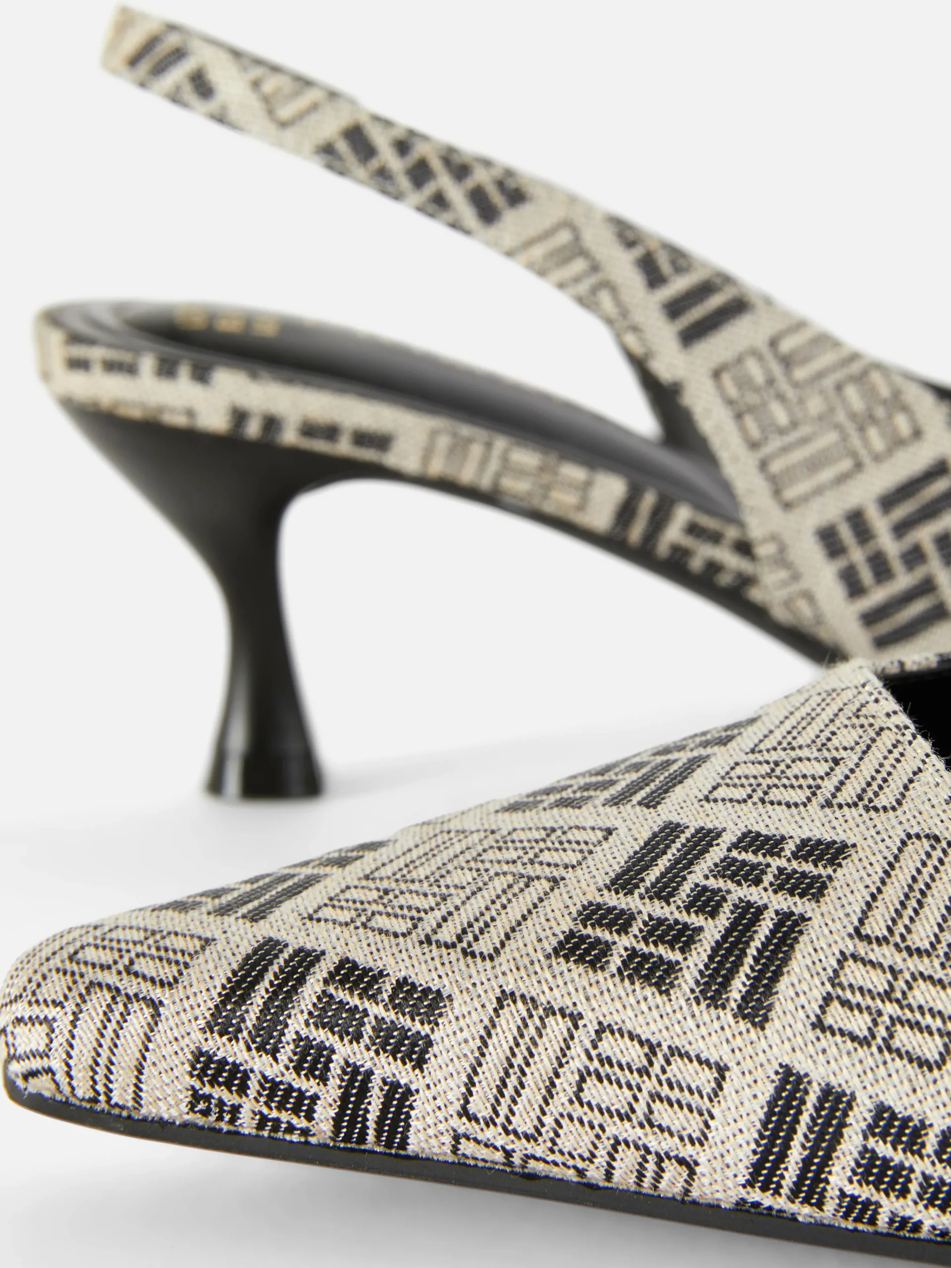 Geometric Print Slingback Kitten Heels|Primark New
