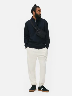 Geometric Textured Quarter-Zip Sweatshirt|Primark New
