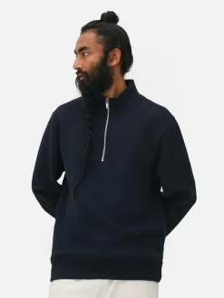 Geometric Textured Quarter-Zip Sweatshirt|Primark New