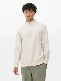 Geometric Textured Quarter-Zip Sweatshirt|Primark New